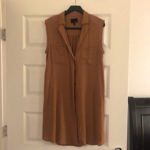 Camel colored button up tunic dress.